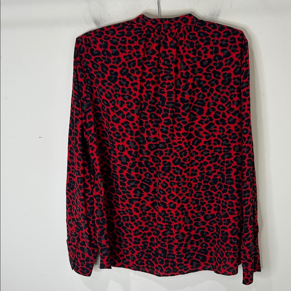 Zadig & Voltaire Red and Black Leopard Print V-Neck Blouse - Picture 4 of 15